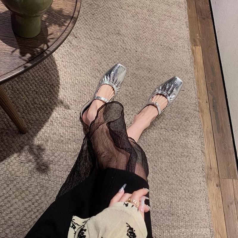 Square Toe Low Heel Mules