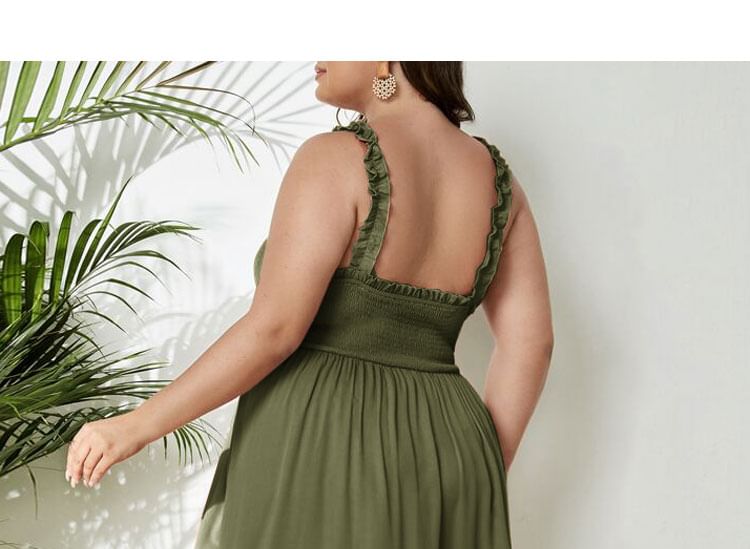 Button-Up Sleeveless Plain A-Line Maxi Dress