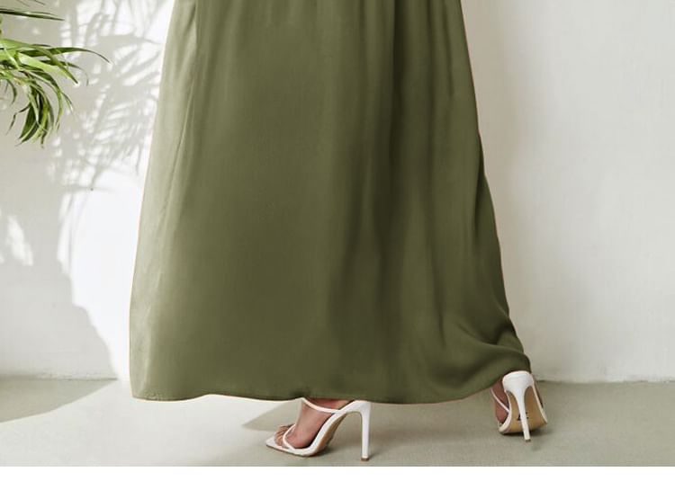 Button-Up Sleeveless Plain A-Line Maxi Dress