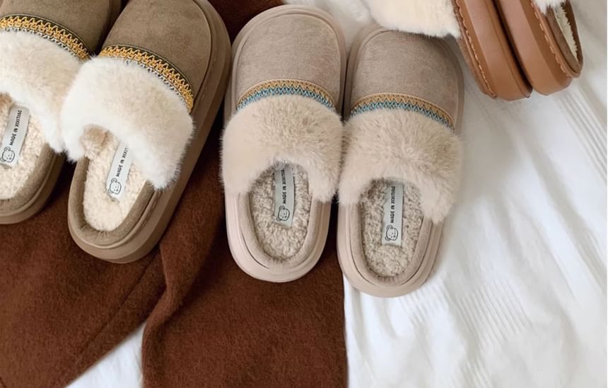 Fleece-Lined Platform Slide Sandals