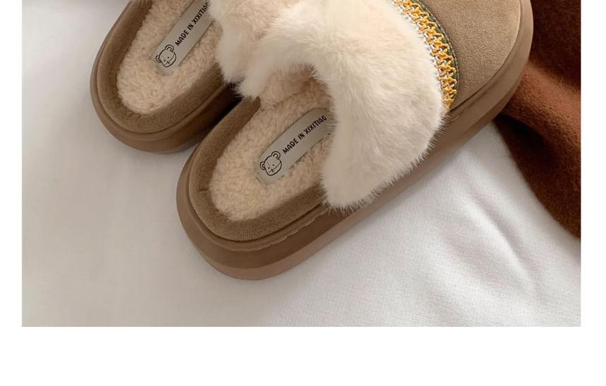 Fleece-Lined Platform Slide Sandals