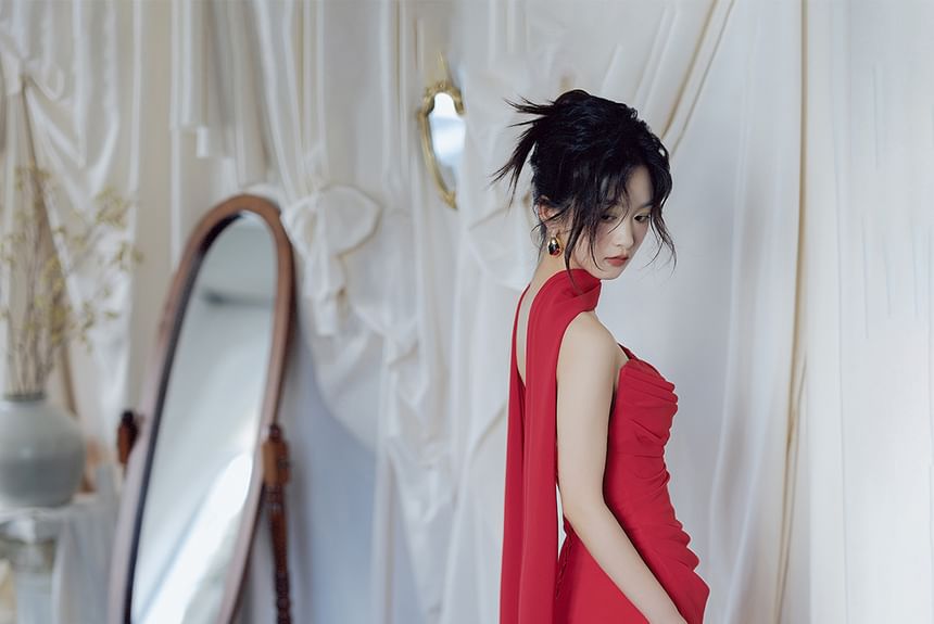 Strapless Ruched Sheath Evening Gown
