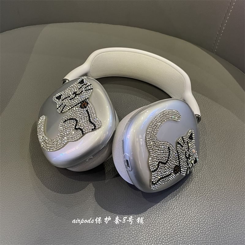 Cat Rhinestone AirPods Max Earphone Case Skin