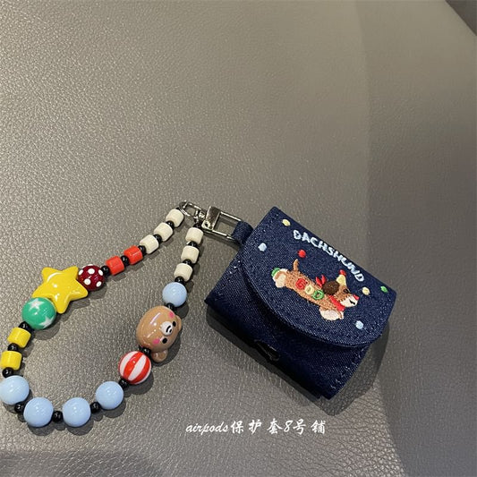 Dog Embroidered Denim AirPods / Pro Earphone Case Skin