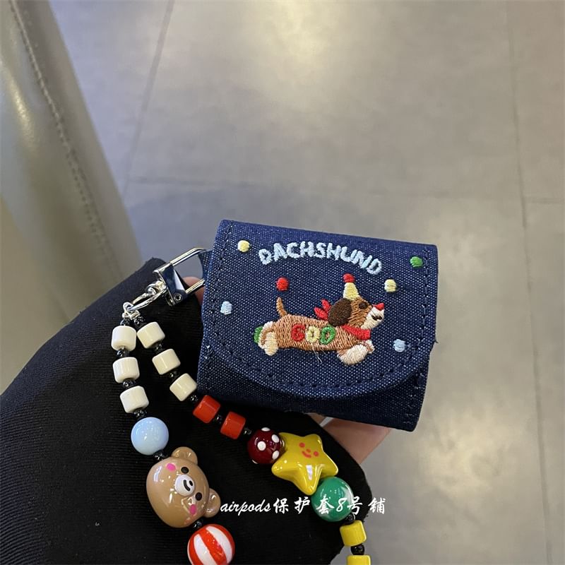 Dog Embroidered Denim AirPods / Pro Earphone Case Skin