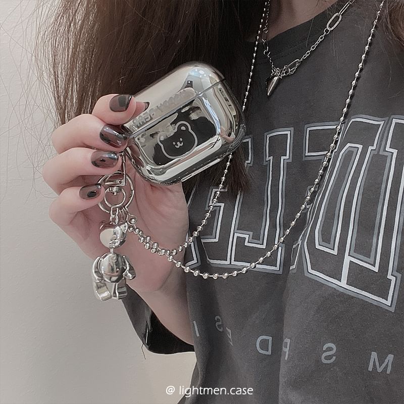 Lettering Bear Chain Airpods / Pro Earphone  Case