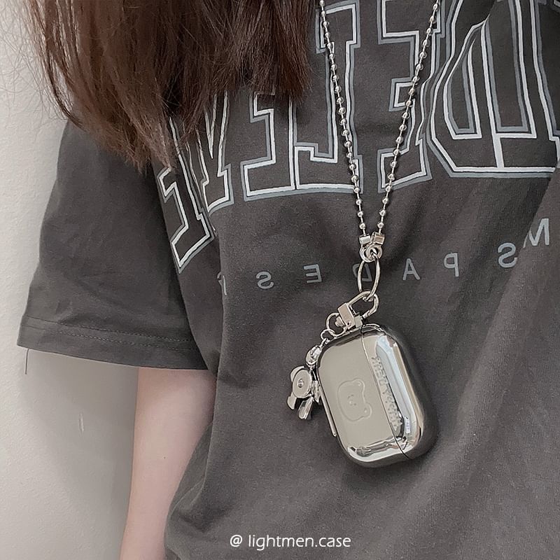 Lettering Bear Chain Airpods / Pro Earphone  Case