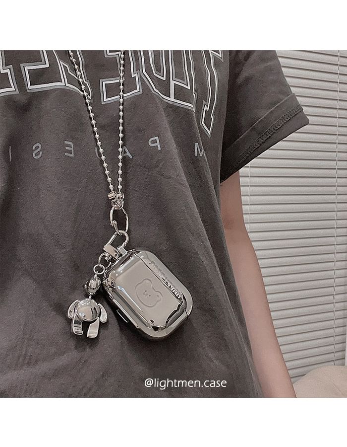 Lettering Bear Chain Airpods / Pro Earphone  Case