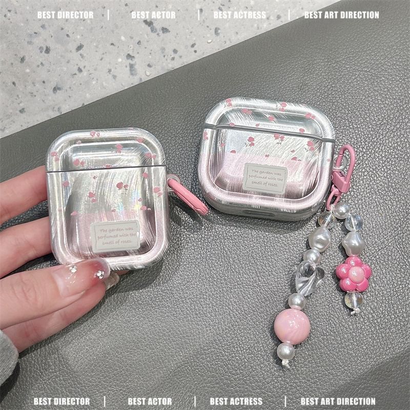 Floral AirPods / Pro Earphone Case Skin / Faux Pearl Charm / Set