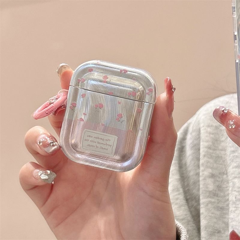 Floral AirPods / Pro Earphone Case Skin / Faux Pearl Charm / Set