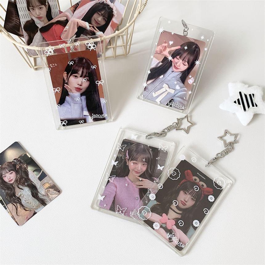 Print Acrylic Card Holder Bag Charm Keyring (Various Designs)