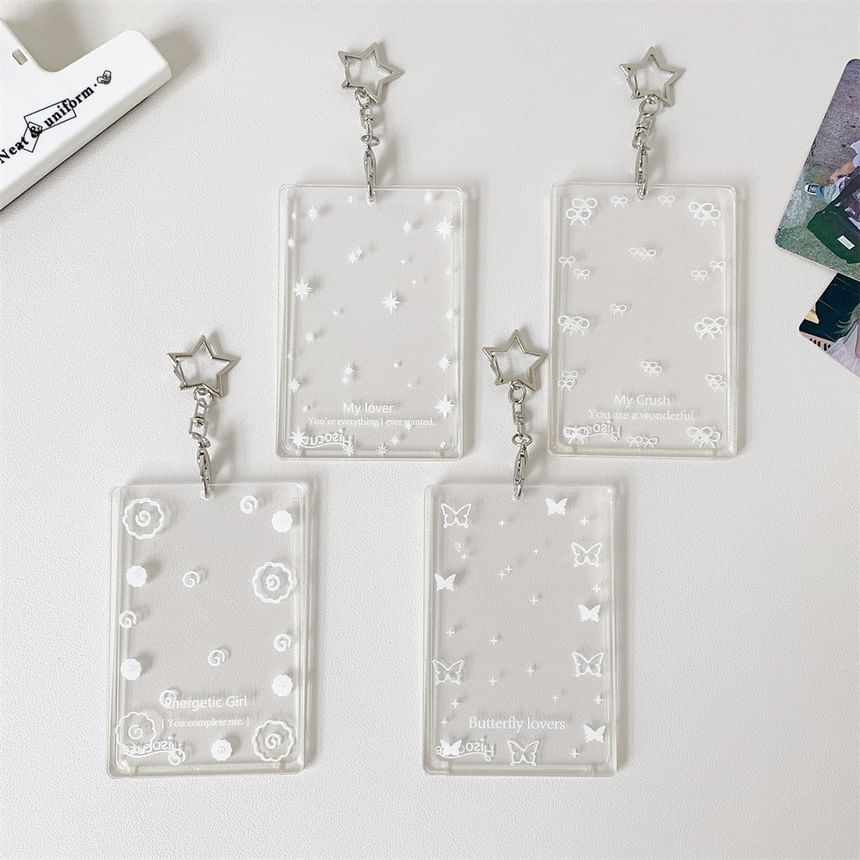 Print Acrylic Card Holder Bag Charm Keyring (Various Designs)