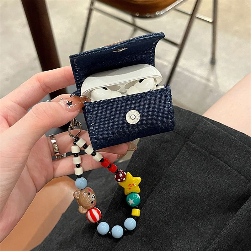 Dog Embroidered Denim Strap AirPods / Pro Earphone Case Skin