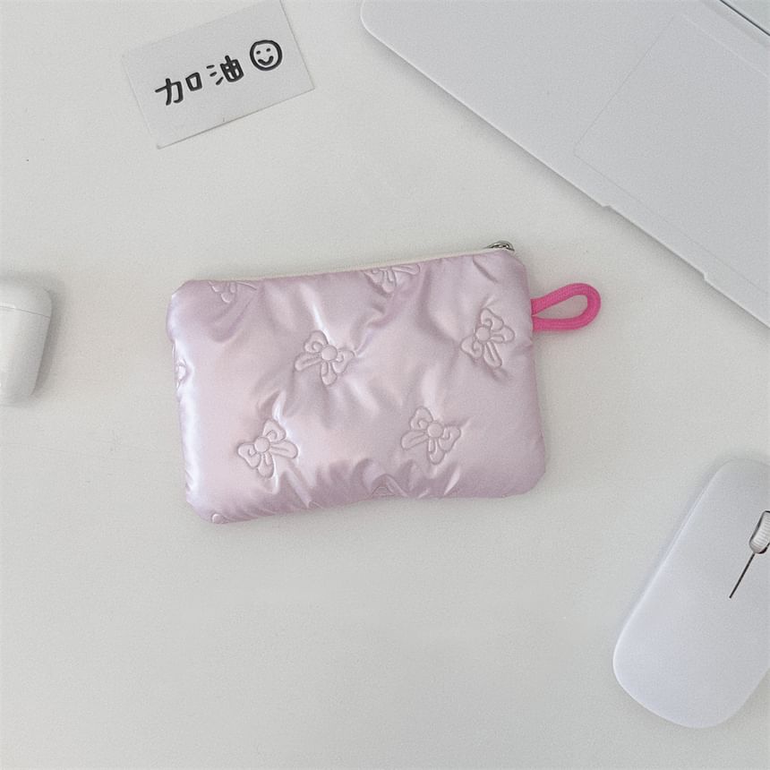 Bow Faux Leather Sanitary Pouch / Coin Purse