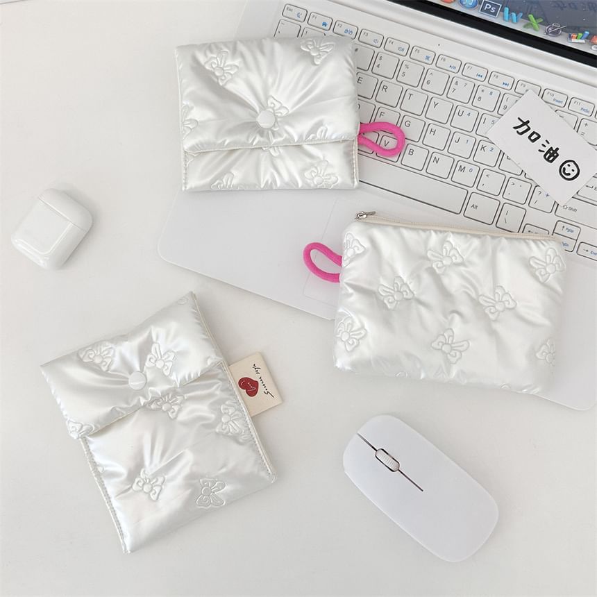 Bow Faux Leather Sanitary Pouch / Coin Purse