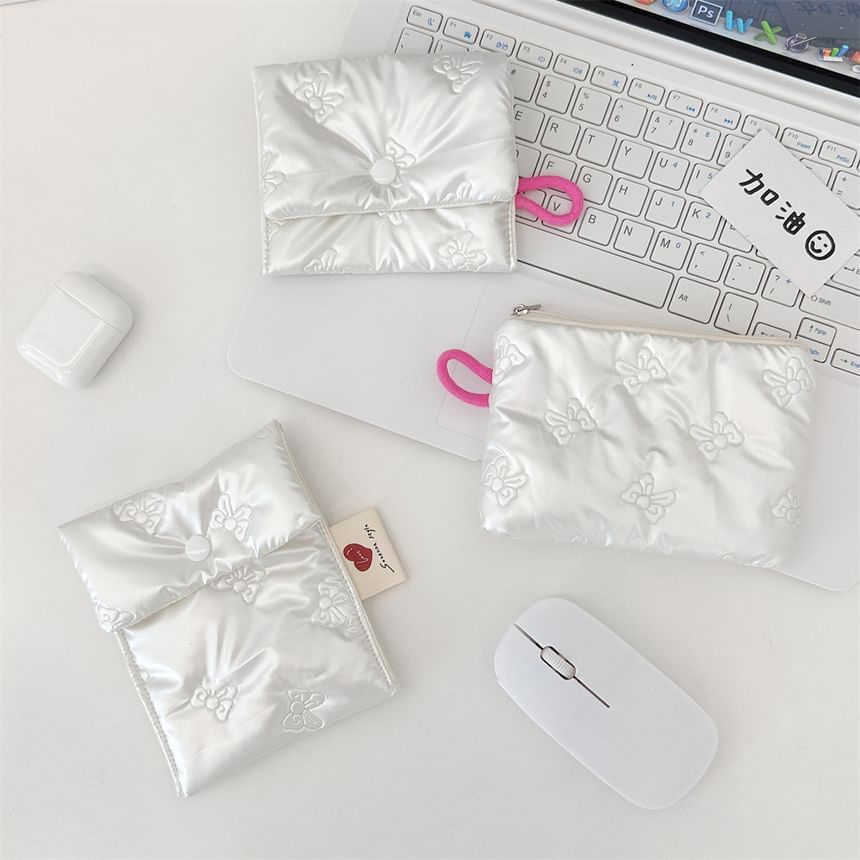 Bow Faux Leather Sanitary Pouch / Coin Purse