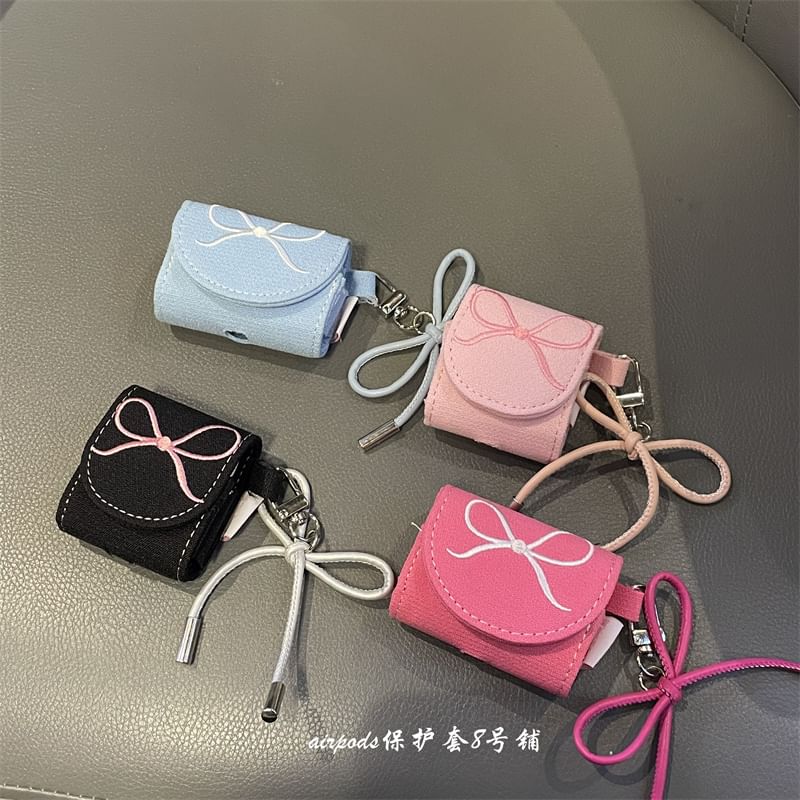 Bow Embroidered AirPods / Pro Earphone Case Skin / Charm / Set