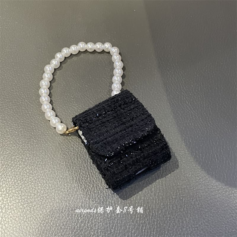 Fabric AirPods / Pro Earphone Case Skin / Faux Pearl Strap / Lanyard / Set