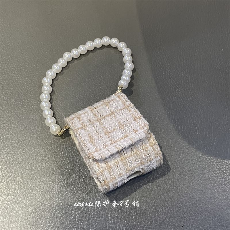 Fabric AirPods / Pro Earphone Case Skin / Faux Pearl Strap / Lanyard / Set