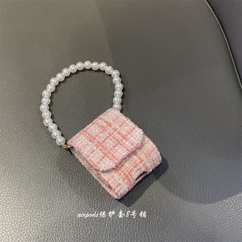 Fabric AirPods / Pro Earphone Case Skin / Faux Pearl Strap / Lanyard / Set