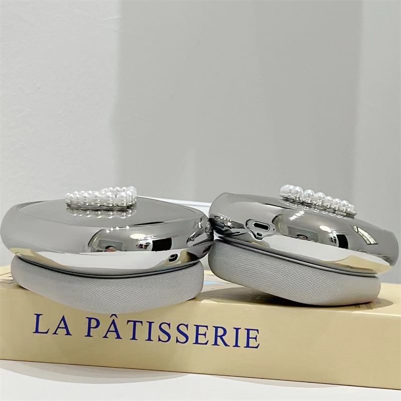 Heart Faux Pearl Mirrored AirPods Max Earphone Case Skin