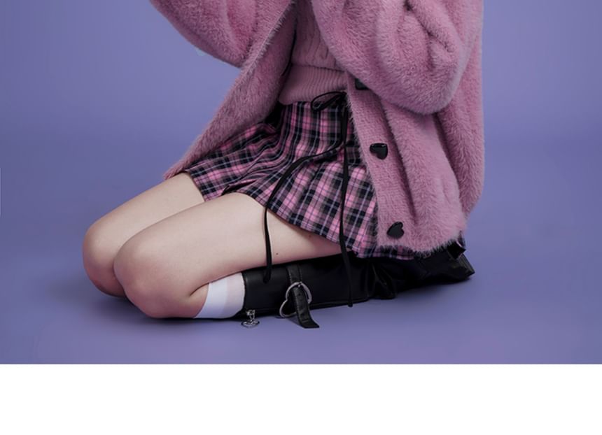 Crew Neck Basic Fluffy Cardigan Set