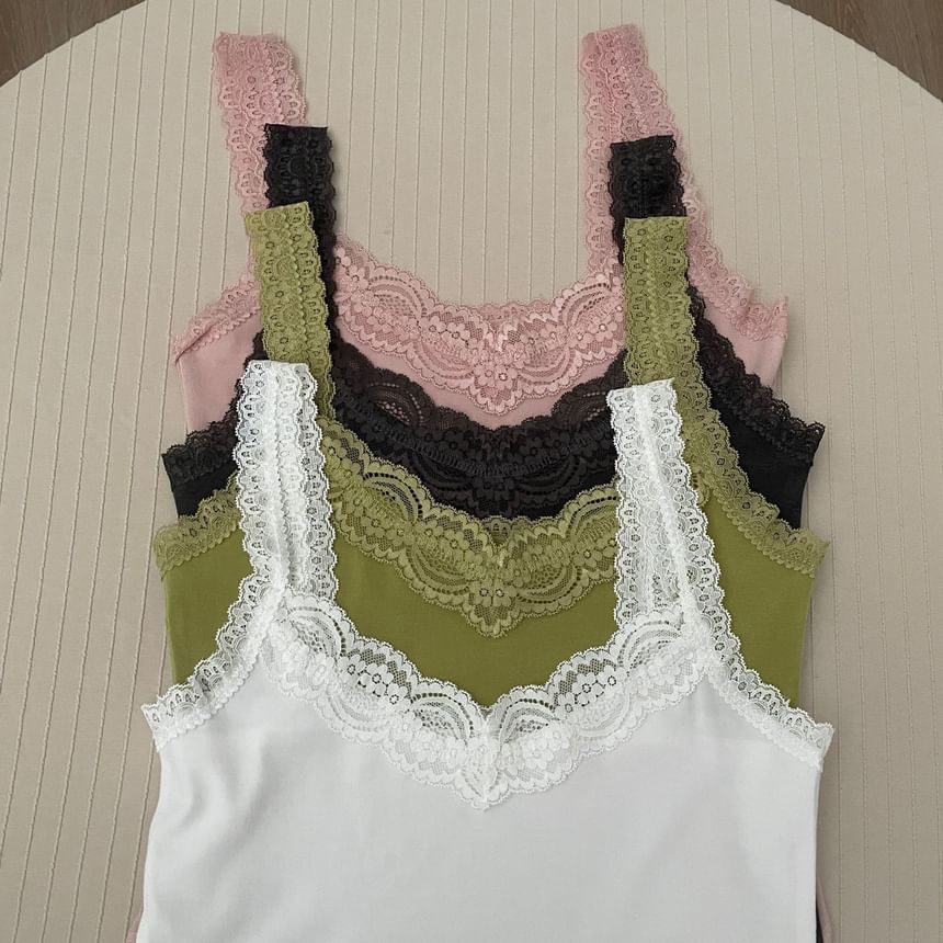 Lace-Trimmed Plain Camisole