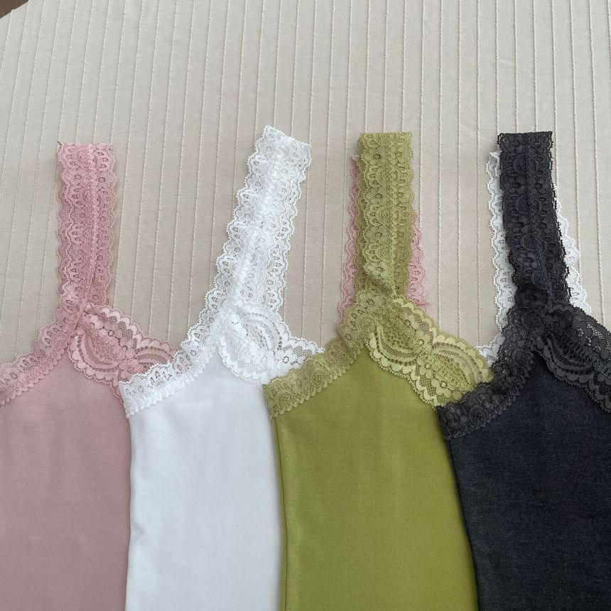 Lace-Trimmed Plain Camisole