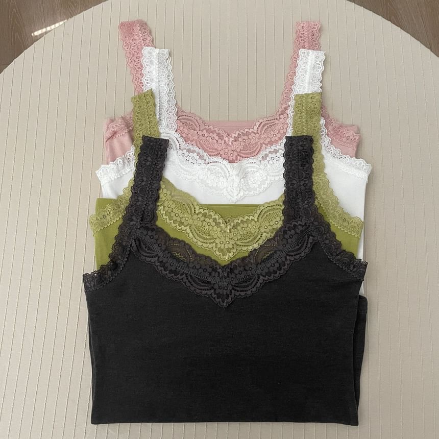 Lace-Trimmed Plain Camisole
