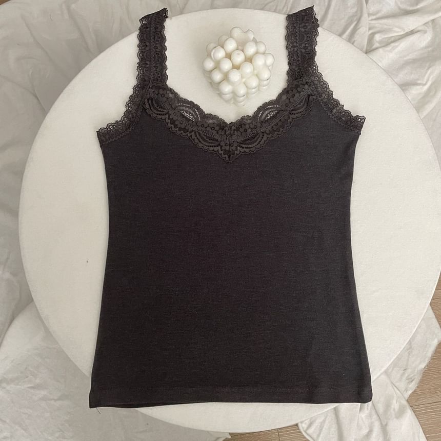 Lace-Trimmed Plain Camisole