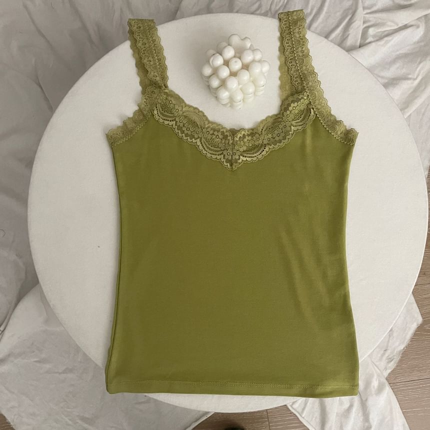 Lace-Trimmed Plain Camisole