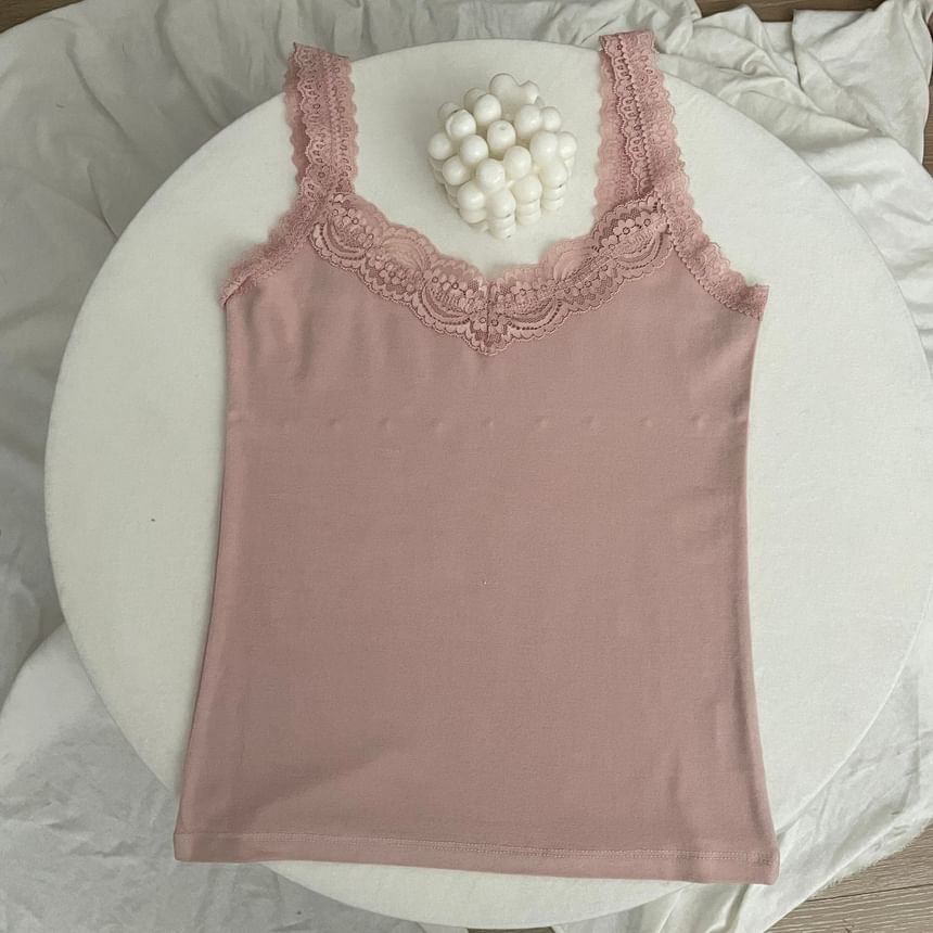 Lace-Trimmed Plain Camisole