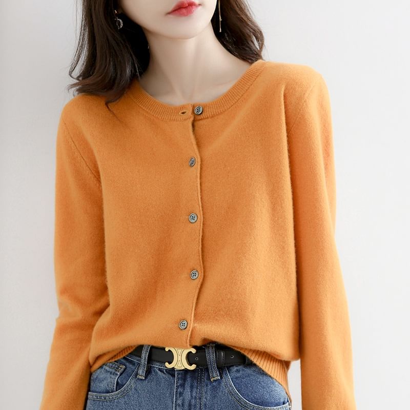 Round Neck Basic Cardigan
