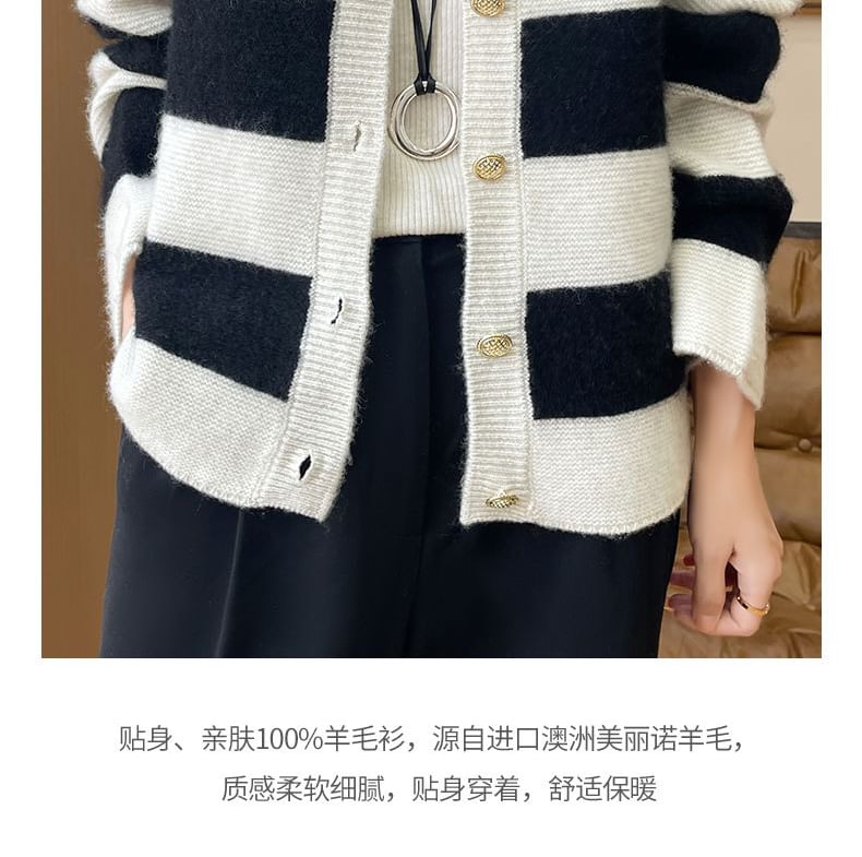 Round Neck Two Tone Cardigan