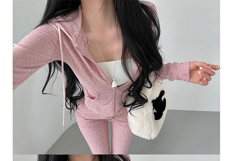 Long-Sleeve Hooded Lace-Up Tee with Flared Jeans