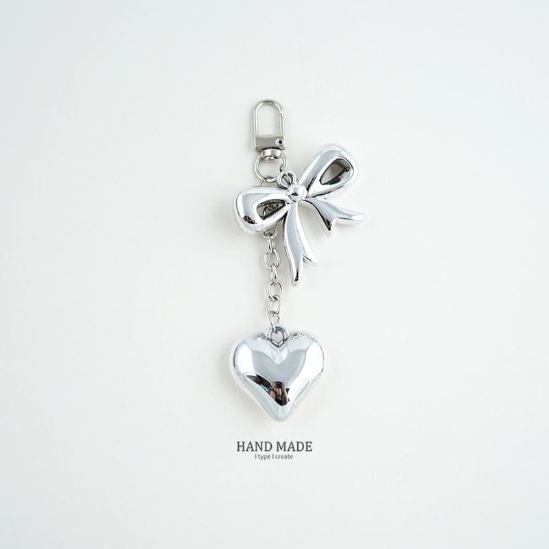 Bow / Heart / Faux Pearl Bag Charm Keyring (Various Designs)