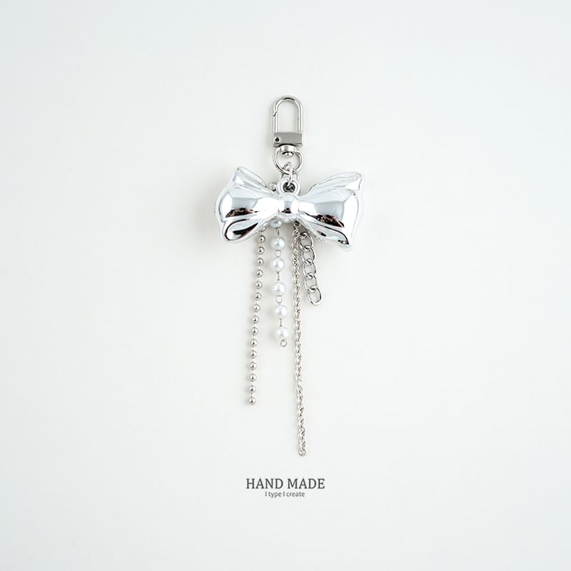 Bow / Heart / Faux Pearl Bag Charm Keyring (Various Designs)