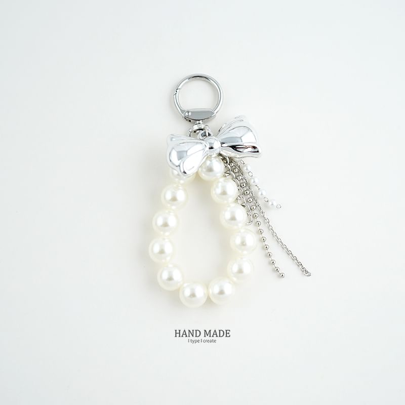 Bow / Heart / Faux Pearl Bag Charm Keyring (Various Designs)
