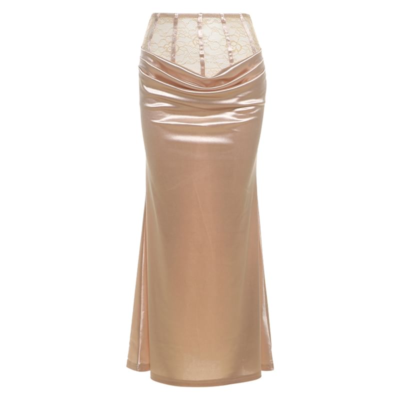 Strapless Lace Camisole with Mermaid Maxi Skirt