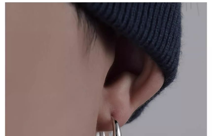 Layered Hoop Earring Set Polished S999 Silver