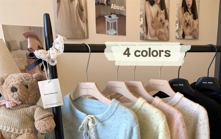 Round Neck Melange Tie Front Cardigan