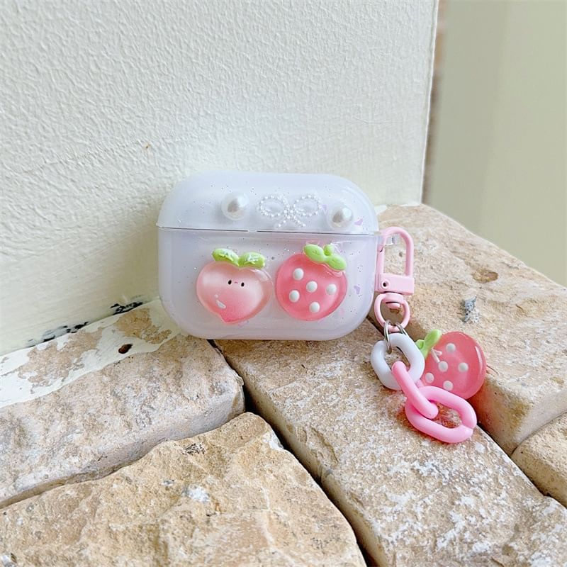 Bow Strawberry Applique AirPods Case For AirPods 1/2 Generation, Pro, Pro 2, 3rd Generation