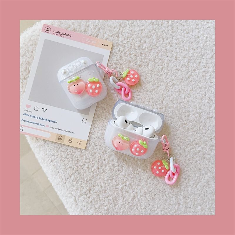 Bow Strawberry Applique AirPods Case For AirPods 1/2 Generation, Pro, Pro 2, 3rd Generation