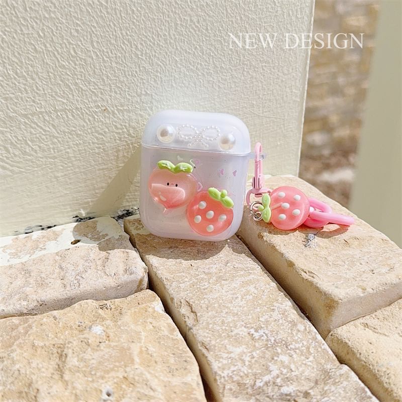 Bow Strawberry Applique AirPods Case For AirPods 1/2 Generation, Pro, Pro 2, 3rd Generation