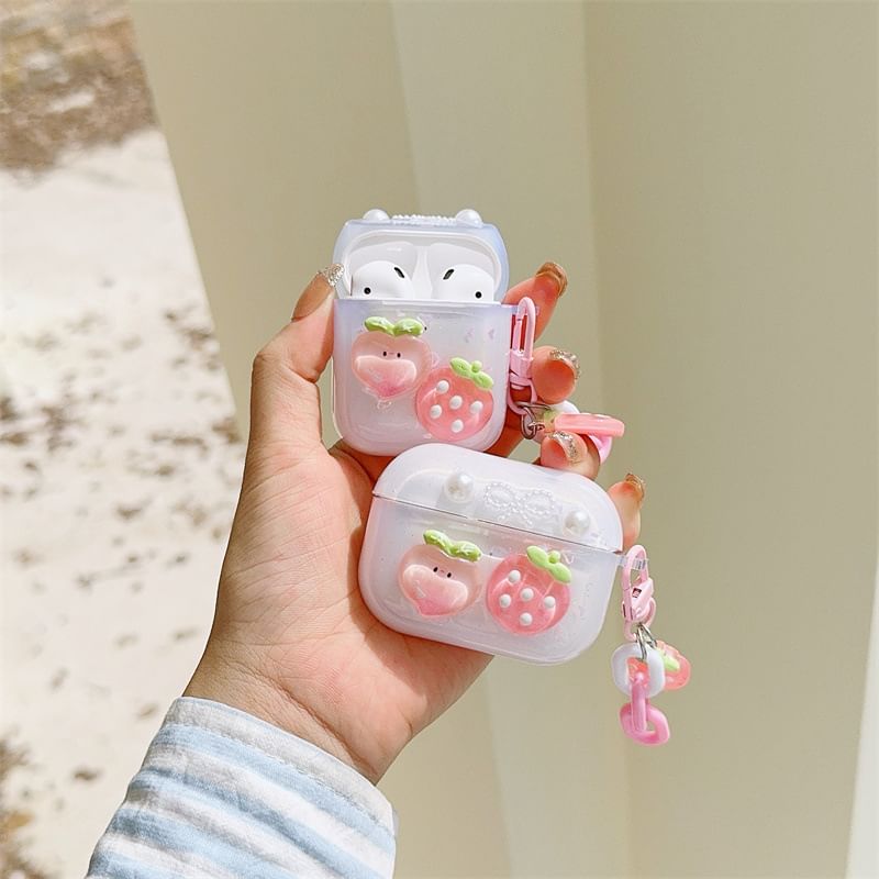 Bow Strawberry Applique AirPods Case For AirPods 1/2 Generation, Pro, Pro 2, 3rd Generation