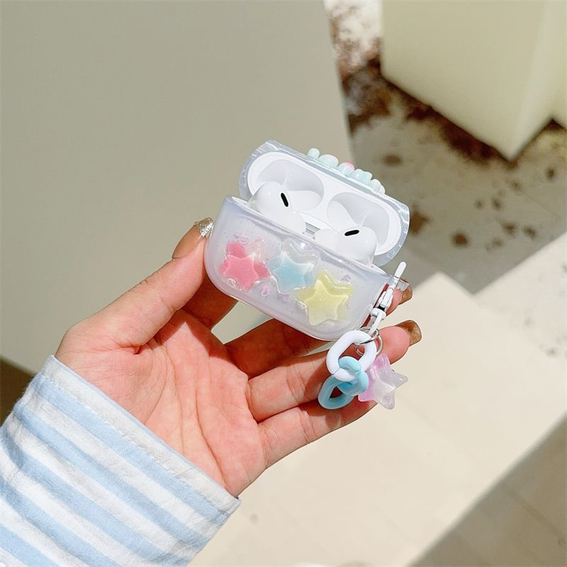 Star Applique Lettering AirPods Case For AirPods 1/2 Generation, Pro, Pro 2, 3rd Generation