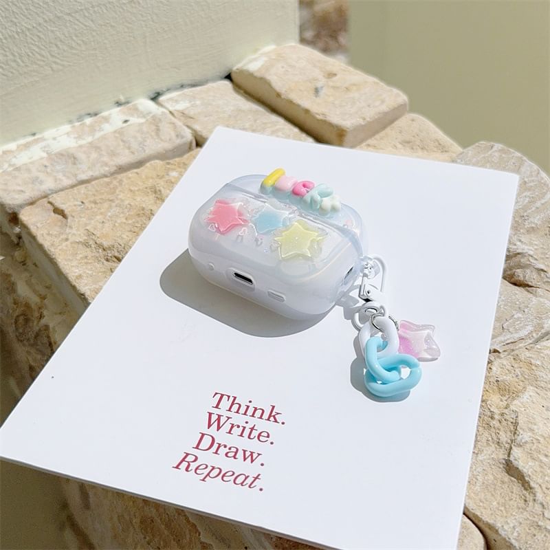 Star Applique Lettering AirPods Case For AirPods 1/2 Generation, Pro, Pro 2, 3rd Generation