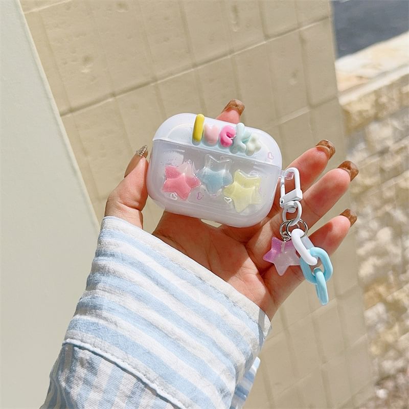 Star Applique Lettering AirPods Case For AirPods 1/2 Generation, Pro, Pro 2, 3rd Generation