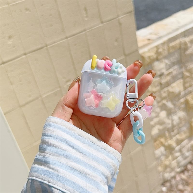 Star Applique Lettering AirPods Case For AirPods 1/2 Generation, Pro, Pro 2, 3rd Generation