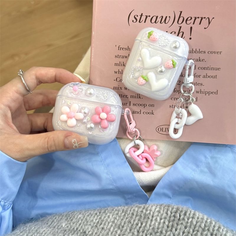 Floral Applique AirPods Case For AirPods 1/2 Generation, Pro, Pro 2, 3rd Generation